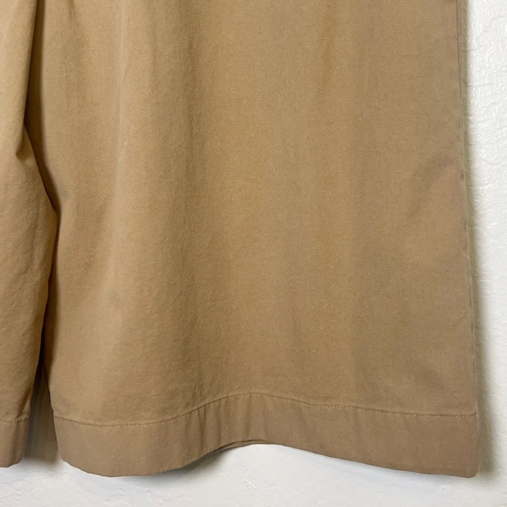 •VINCE• Washed‎ High Waisted Cotton Twill Shorts in Cocoon Khaki Beige Size 16